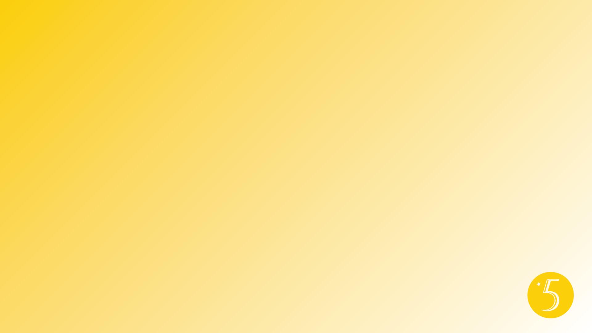 Yellow to white gradient background, yellow circle submark 5 logo with star in bottom right corner